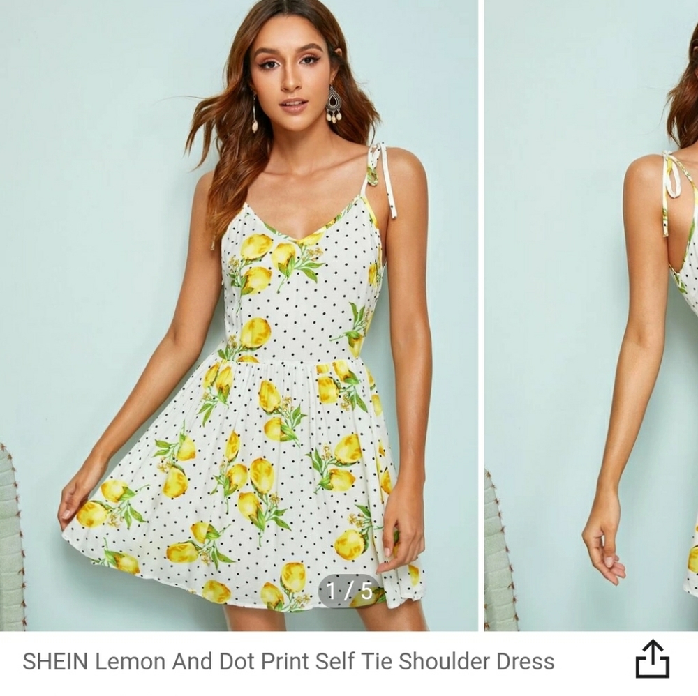 White polka dot dress with lemons